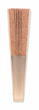 Logo trade promotional merchandise photo of: Wood hand fan with cork fabric